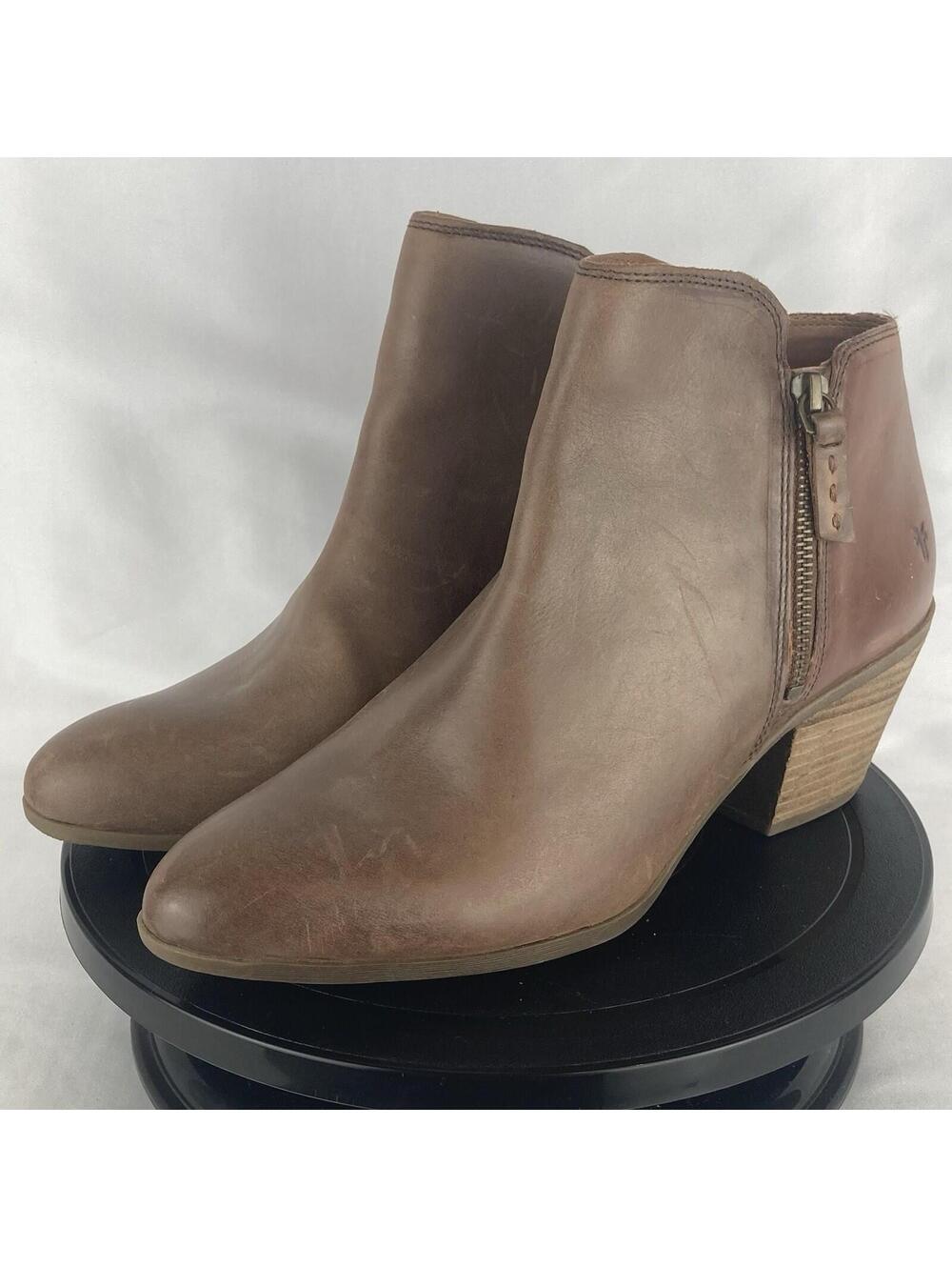 Women’s Size 10 Frye Judith Zip Bootie Wheat Brown Leather Heeled Ankle Boots